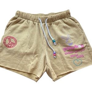 Playboy x PacSun “Peace Happy Camper” Sweat Shorts Small Y2K Cozy girl hippie